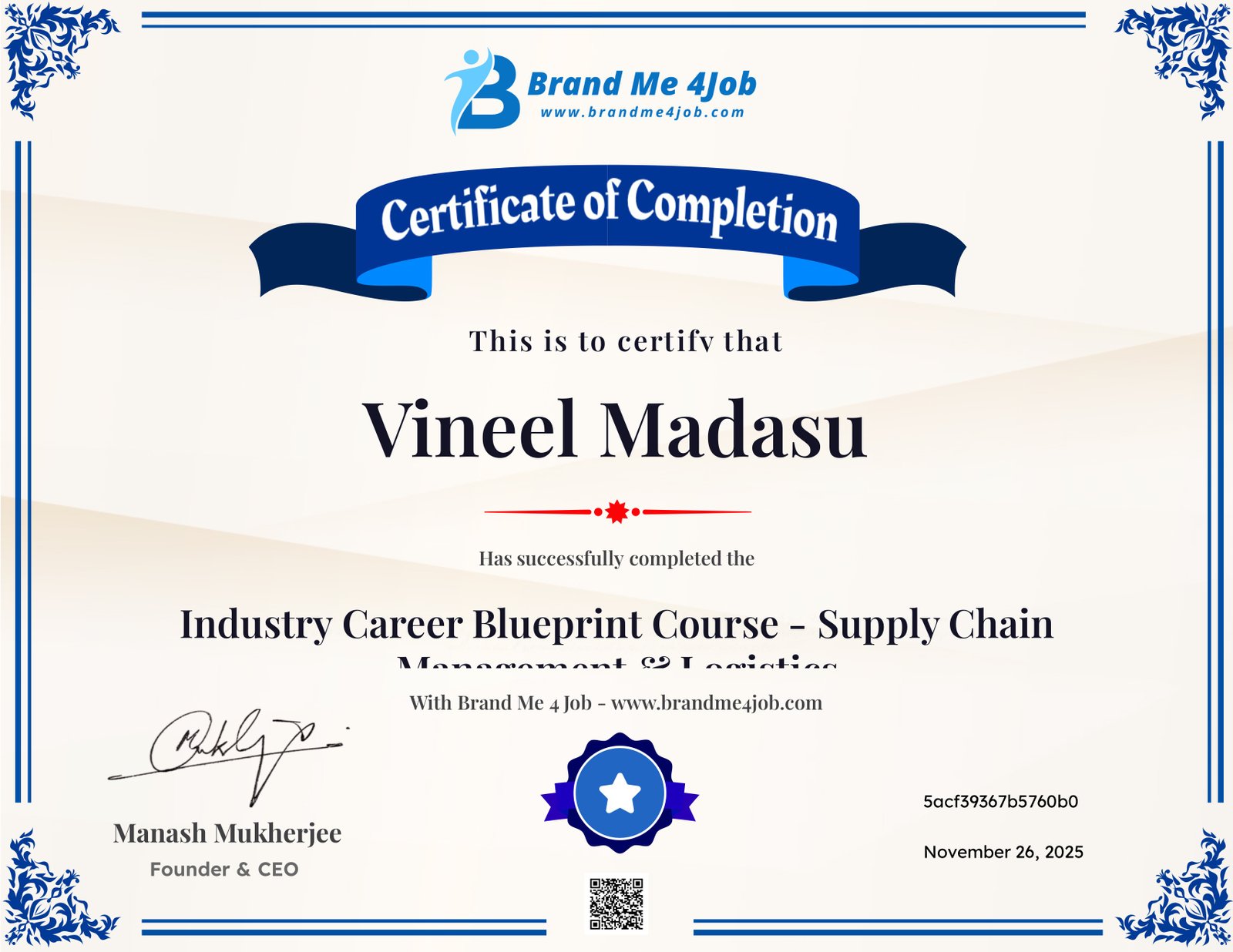 Industry Career Blueprint Course - Supply Chain Management & Logistics